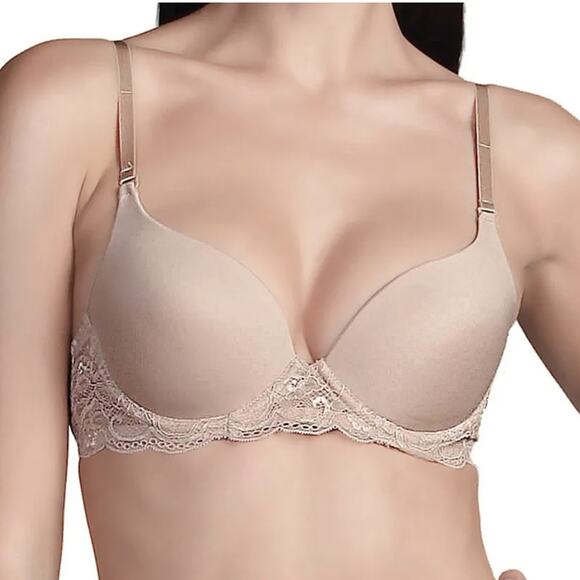 Affinitas Nicole Padded Tshirt Underwire Lace Trim Bra #131 Nude US UK 32A NEW - Picture 1 of 6